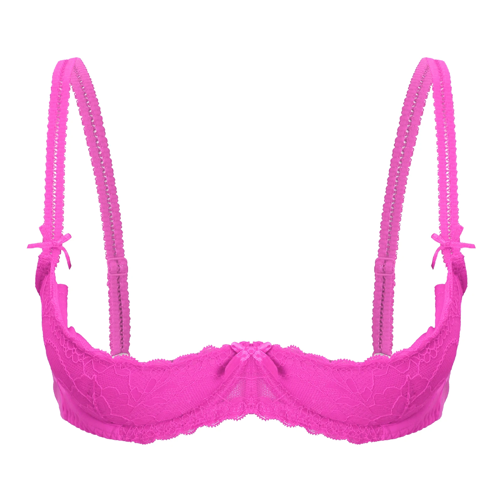 thumbnail image 1 of Sujetador push up de encaje con aros y copa 1/2 para mujer, lencería, sujetador abierto en el pecho, sujetador con tirantes ajustables y relleno de esponja, ropa interior, 1 of 4