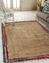 Tapis de course réversible tressé à la main en Jute, 2x6 pieds, en coton, aspect rustique, pour salon de maison