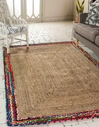Runner Rug Jute Reversible Handmade Braided 2x6 Feet Cotton Jute Rustic Look Rugs and Carpets for Home Living Room