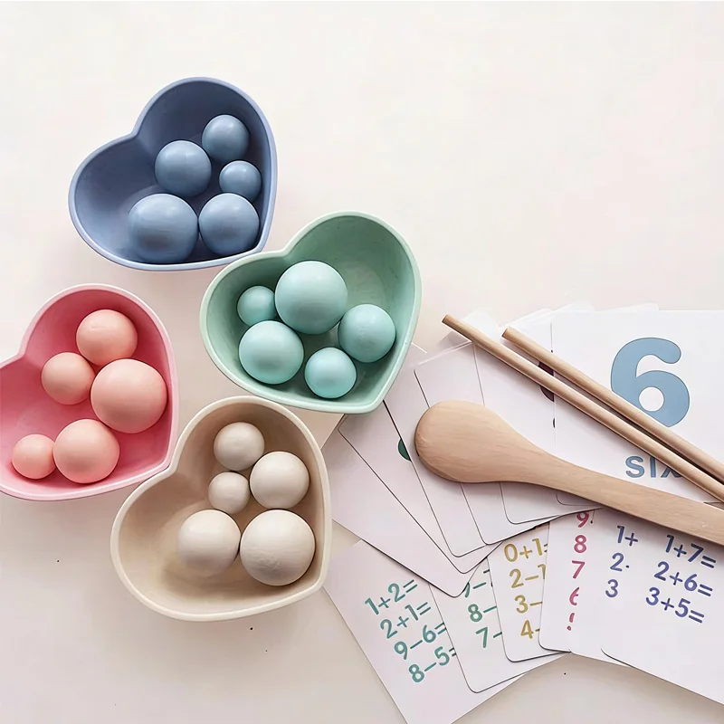 몬테소리 연습용 젓가락 클립 비즈 인지 매칭 게임 수학 교육용 장난감 어린이 홈스쿨 교실 용품