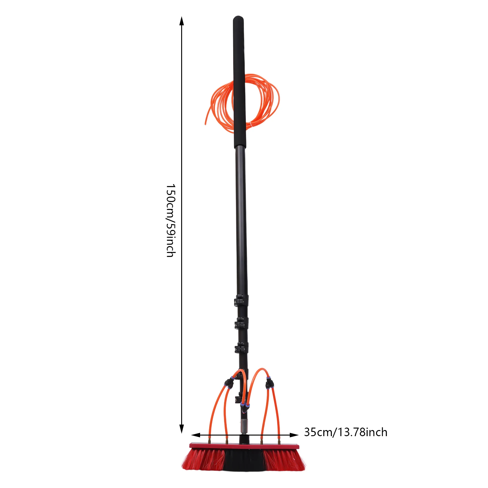 Water Fed Pole Kit 24ft Length Water Fed Brush Cleaning System Aluminum alloy Outdoor Window Cleaner w/Hose