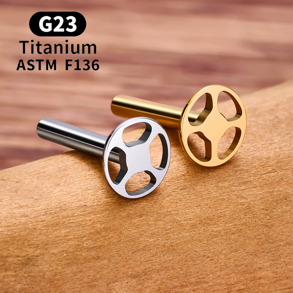 10/50개입 G23 티타늄 피어싱 스터드 귀걸이 로드 내부 나사산 베이스 스타 하트 16G 귀/입술/트라거스 바디 주얼리 액세서리