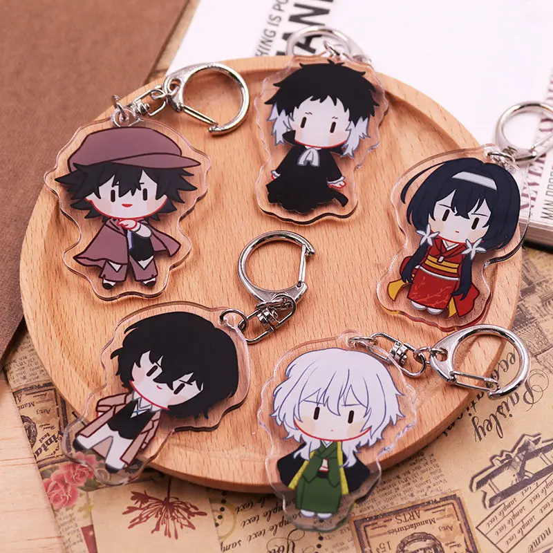 

Anime Bungo Stray Dogs Dazai Osamu Nakajima Atsushi Kawaii Cosplay Acrylic 2 Side Keychain Bag Pendant Keyring Charm Decor Gifts