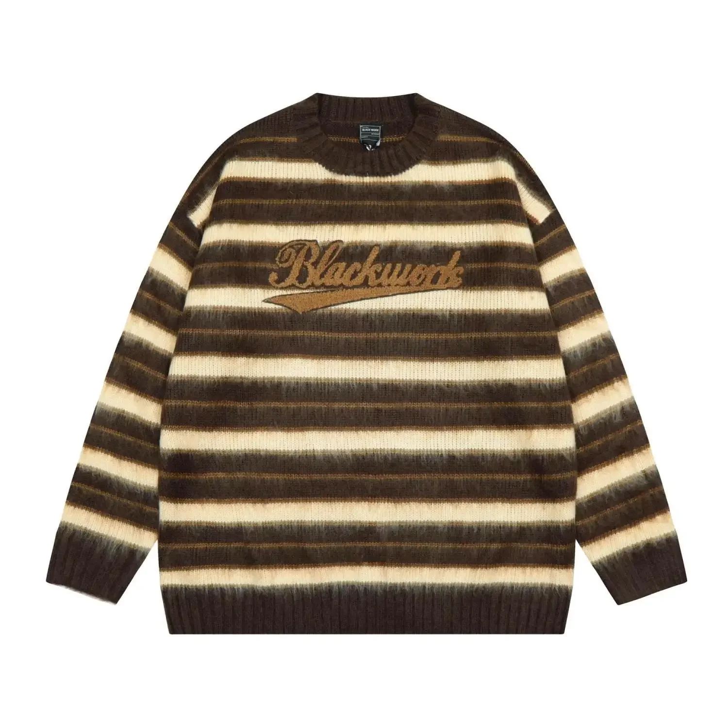 Sweaters Fashion Brand Advanced Gradual Stripe Embroid Sweaters Men's Autumn and Winter Gentle Lazy Wind Soft Waxy Sweaters