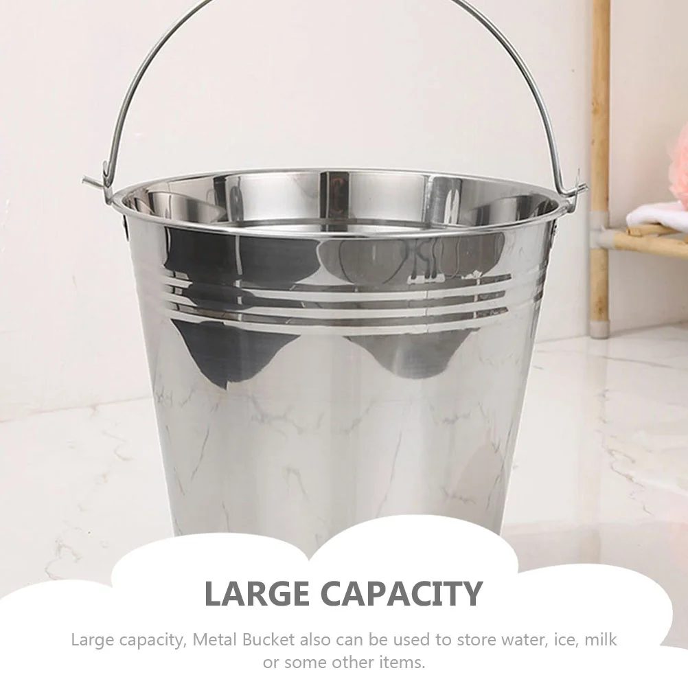 Portable Stainless Steel Bucket Lid Multipurpose Milk Container Water Cooler Metal Pail Storage Can Kitchen Tool