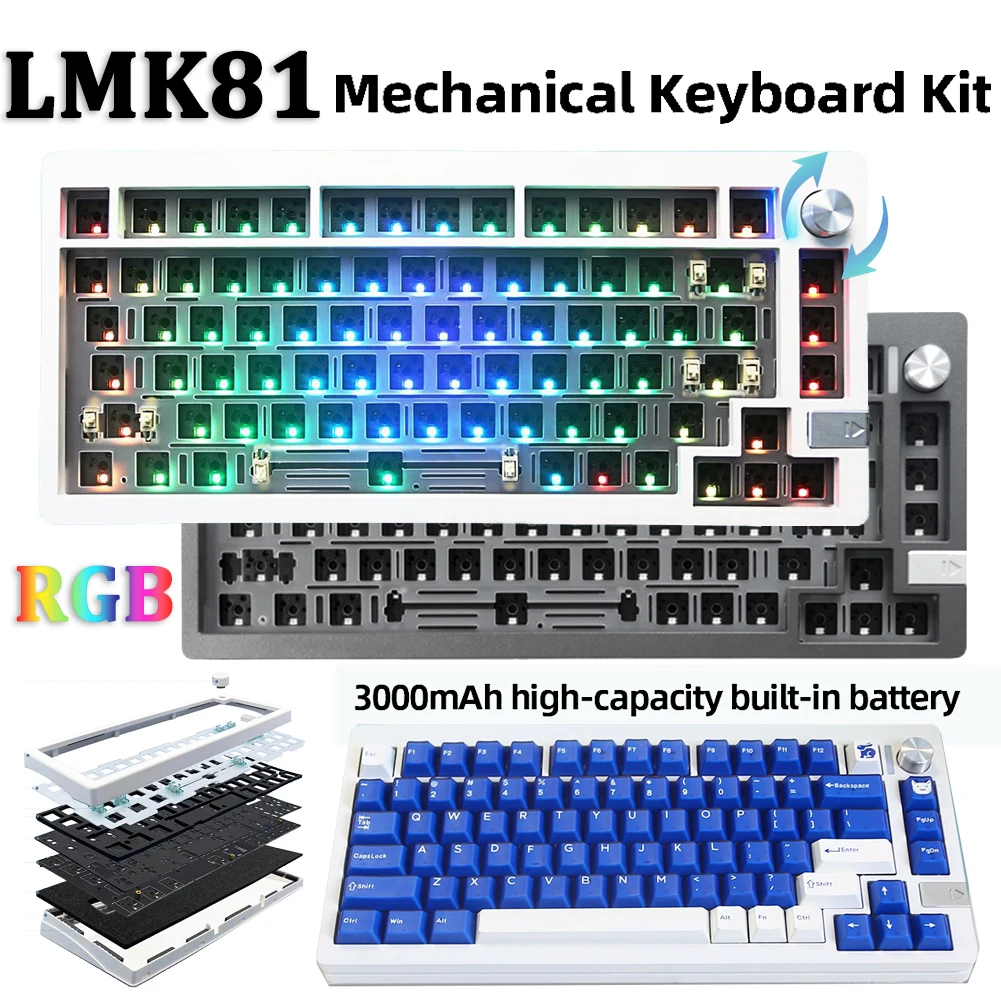 LMK8181KeysMechanicalKeyboardKitRGBBacklightwithKnobDIY