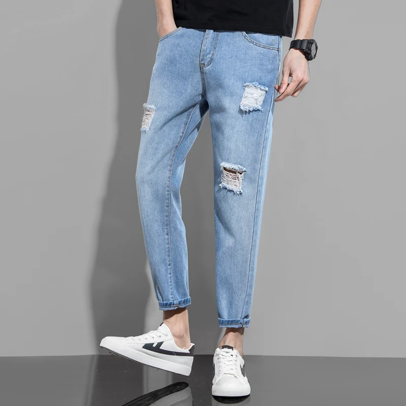 Jeans da uomo alla caviglia con foro alla caviglia 2022 primavera