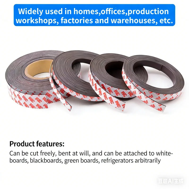 Enhanced Magnetic Adhesive Strip Tape - 1 Meter, 1.5mm Thickness, Strong Adhesion for Home, Office, and Teaching Aids