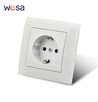 WESA Power Socket 16A EU มาตรฐานปลั๊กไฟฟ้ามาตรฐาน GROUND Wall SOCKET 86 มม.* 86 มม.สีขาวสารหน่วงไฟพลาสติกแผง 1