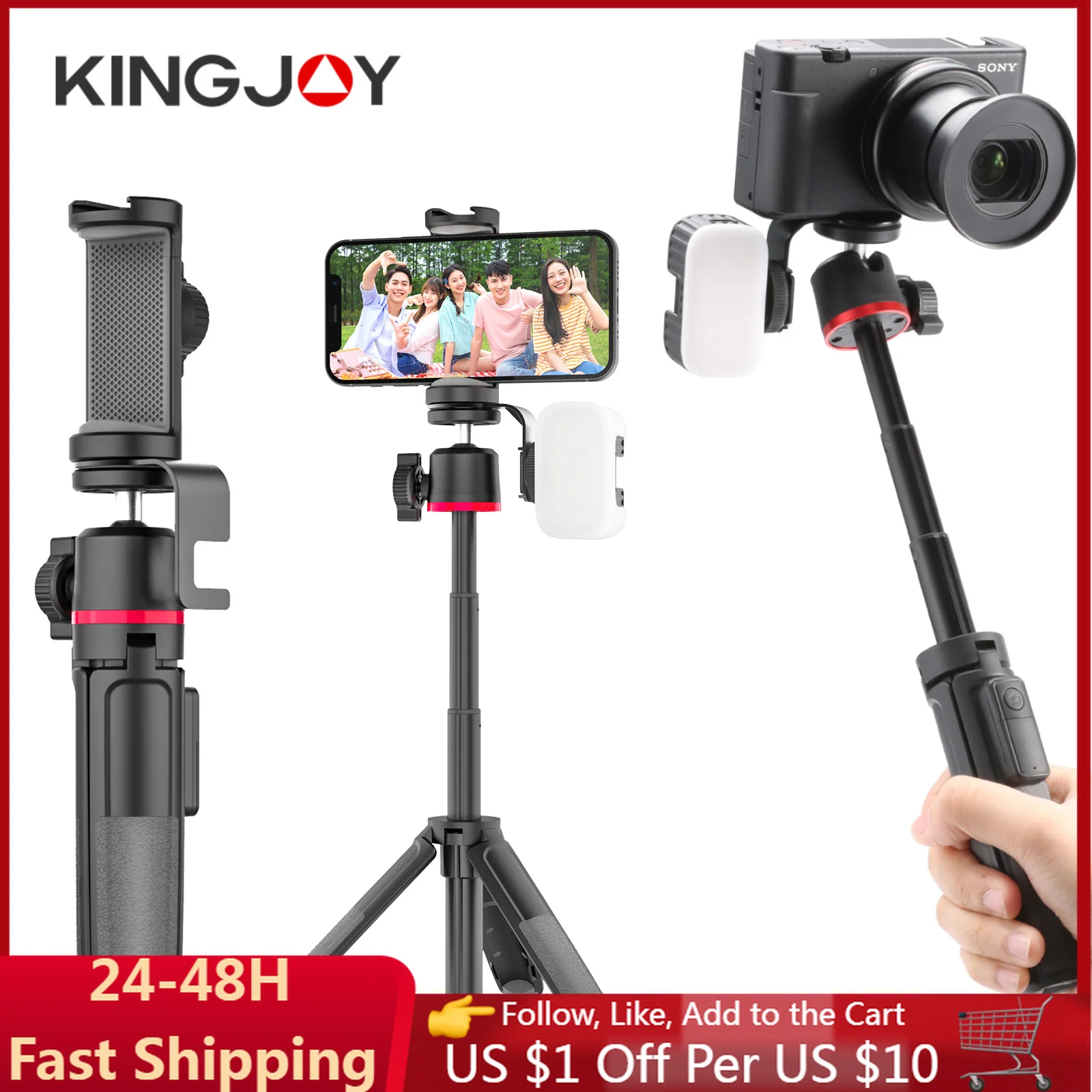 kingjoy-bluetooth-selfie-stick-supporto-per-supporto-wireless-treppiede-monopiede-portatile-pieghevole-per-smartphone-e-riprese-di-fotocamere-dal-vivo