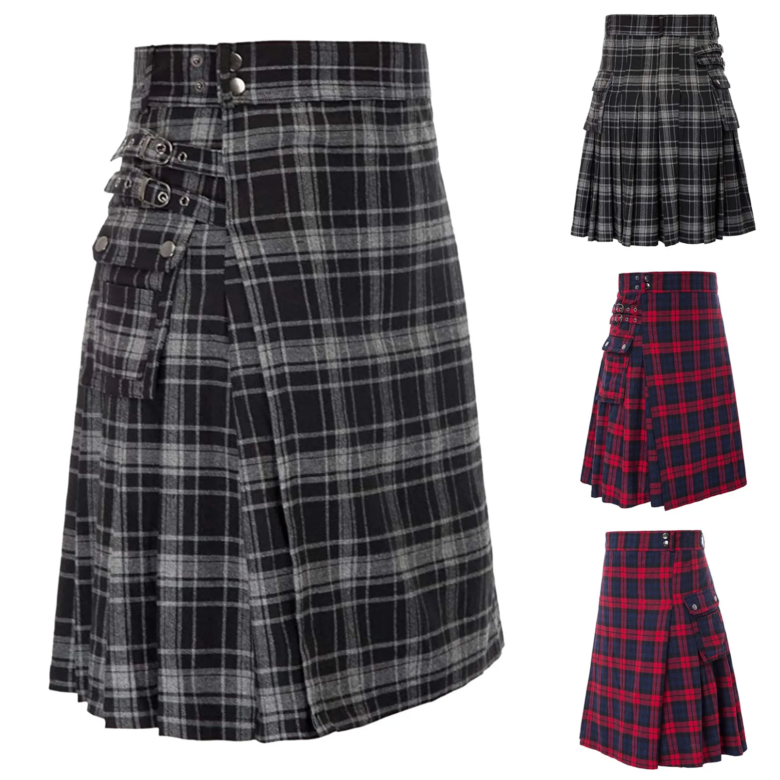 Gonna Corta Da Uomo Tradizionale Highland Tartan Pratico Kilt Gonna Da Uomo Scozzese Tradizionale Highland Gonne A Pieghe Solide