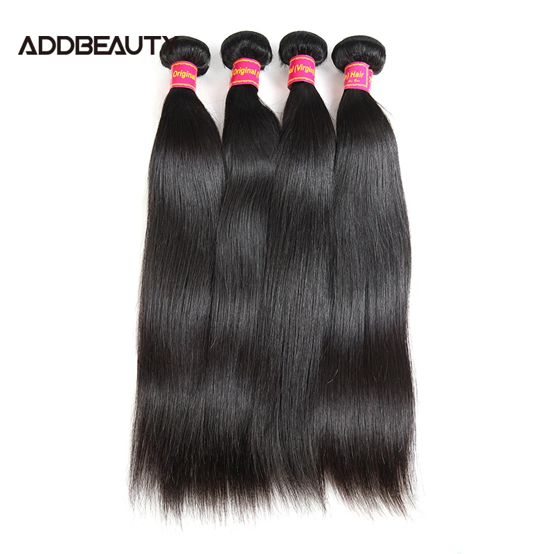 Fasci di capelli umani lisci Addbeauty Tessuto brasiliano per capelli umani vergini grezzi Estensione lunga dei capelli veri Doppio colore naturale disegnato - immagine 2