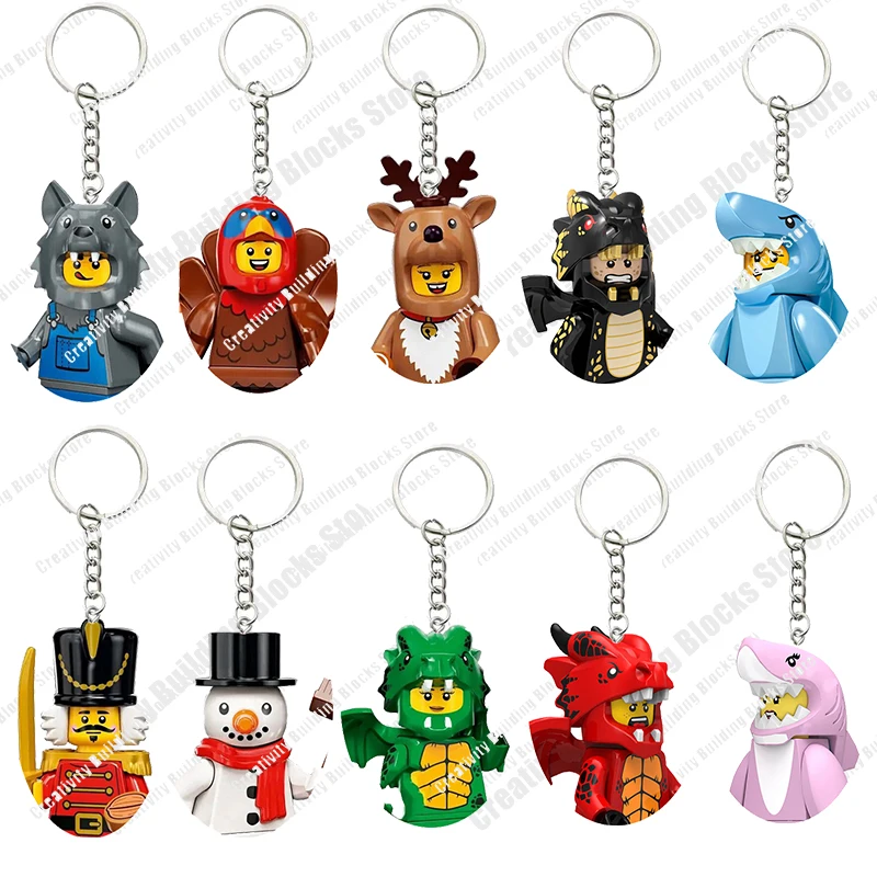 

Лидер продаж, брелок серии Акула, человек, снеговик, дракон, 3D модель, «сделай сам», строительные блоки, игрушка, Классическая модель фильма, детская игрушка, подарок