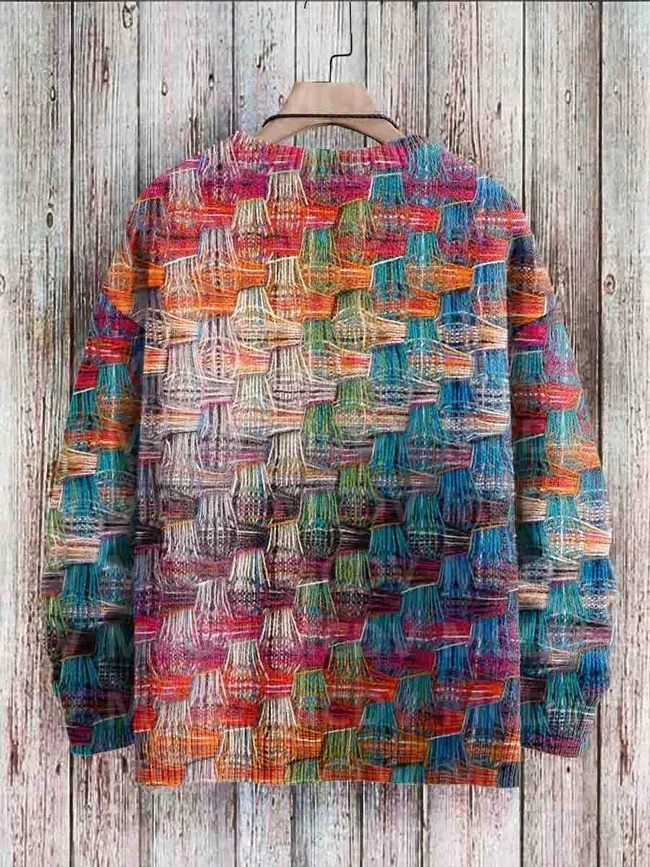 Vintage Art Printed Casual Knit Pullover Sweater Women For Men Sweater