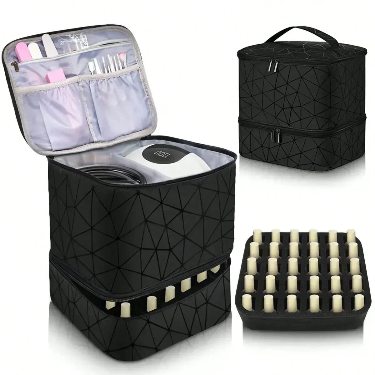 Storage Bag Women's Portable Double-layer Nail Polish Organizer Travel Essential Oil Storage Box Multi-function