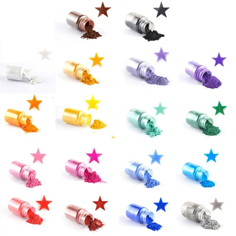 18 Colors Mica Powder Epoxy Resin Color Pigment Dye Cosmetic Grade Mica Powders Crystal Mold Soap Making