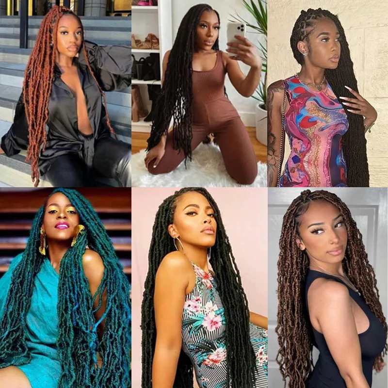 Brown Soft Synthetic Locs 30 Inch 7 Packs Faux Locs Color 30 Crochet Locs Hair Whole Strand No Extended Pre-looped Long Locs 6