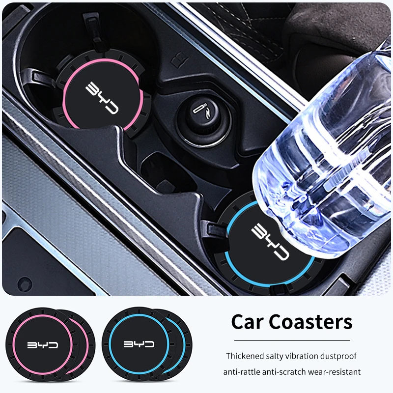 Car Coasters Water Cup Slots Non-Slip Mat Waterproof Cup Pad For BYD M6 G3 G5 T3 13 F3 S6 S7 E5 E6 Tang Song Qing Yuan Max 2PCS