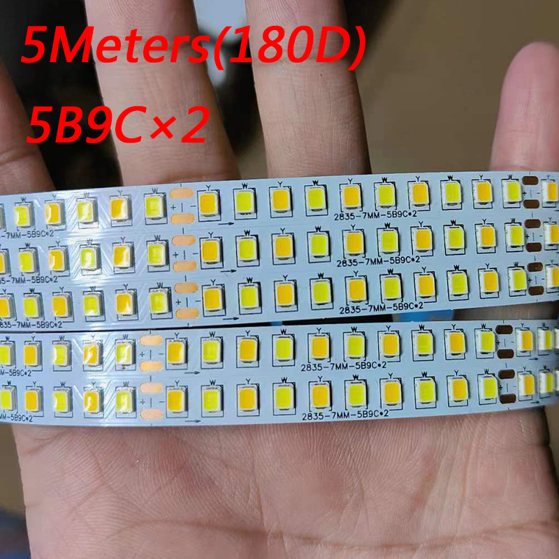 ï¼2 welding pointï¼5 meters 2835 180D dual colors LED strip for repairing chandeliers, LED ribbon (51-60W)X2colors