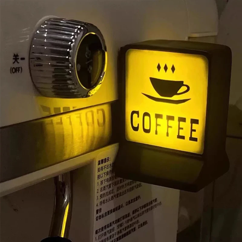 Coffee Shop Magnetic Fridge Stickers Creative Convenience Store Light Signs Sticker Magnetic Luminous Light Boxes Home Decor
