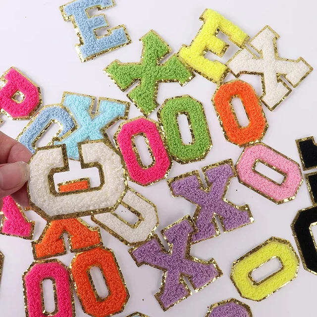 A-Z 5.5cm Adhesive Letter Patches Towel Chenille Embroidery For PVC Pouch  DIY Customized Phrase Craft Stick-on Patches - AliExpress