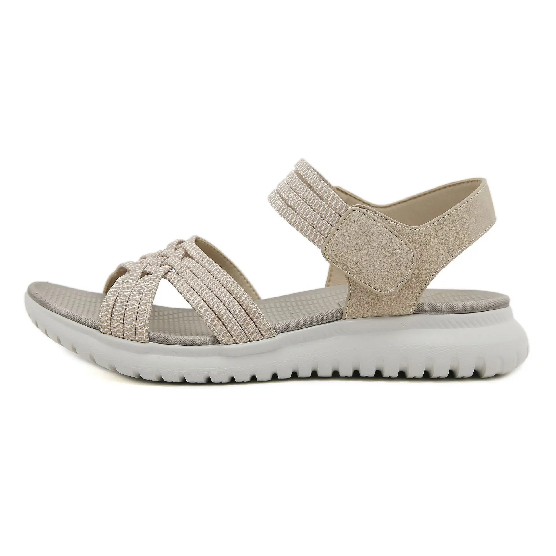 Women's Sandals Summer 2024 Casual Non-Slip PU Light Comfort Elastic Soft MD 4cm Platform Wedges High Heels Beach Shoes Woman