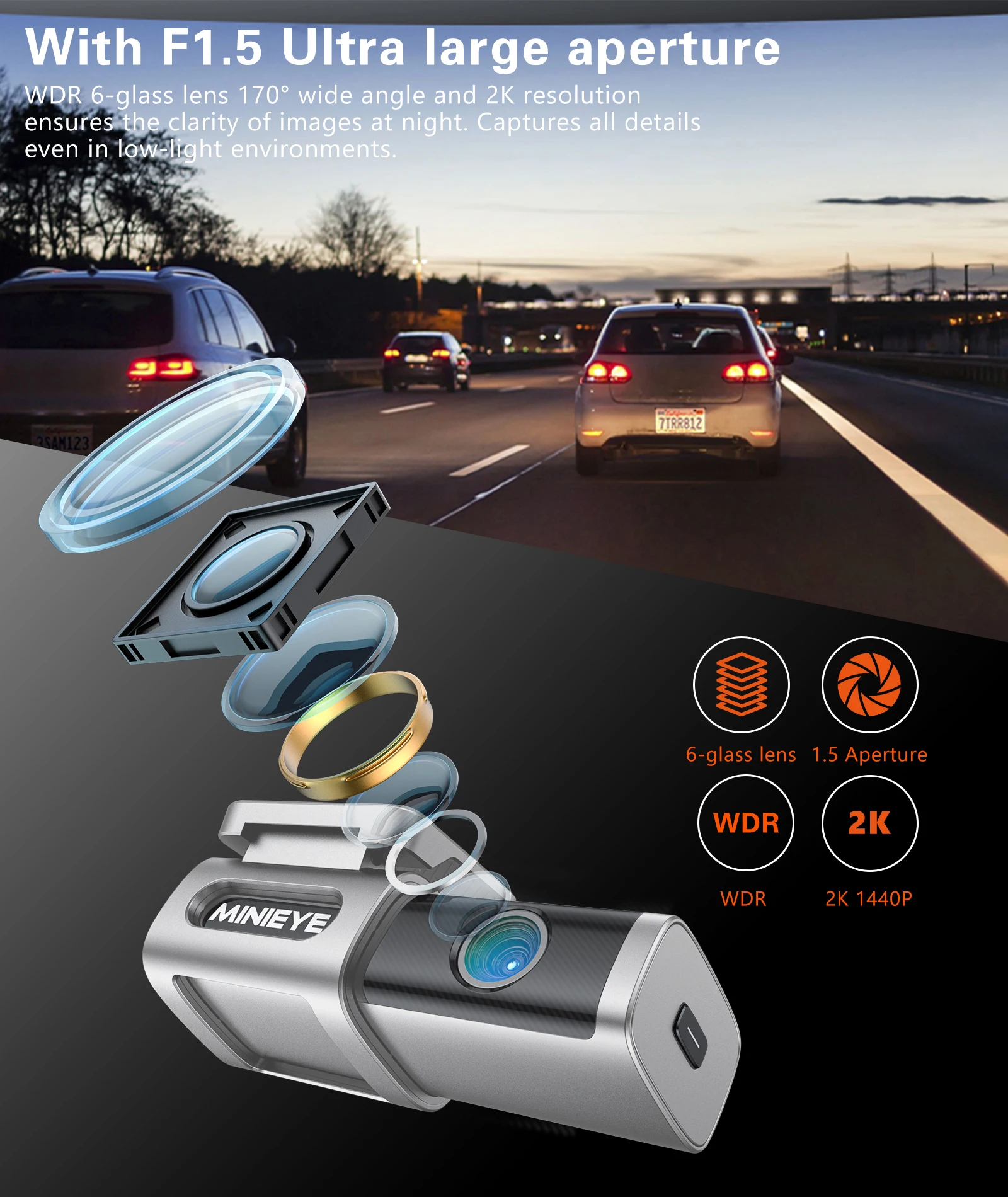 4K Dash Camera with ADAS and Night Vision