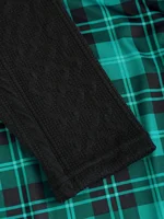 2024 European and American fashion new fake button plaid long sleeve slim plus size dress female - Image 4