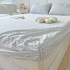 Washed Cotton Fitted Sheet Non Slip Fitted Sheet Elastic Band Around Mattress Cover Bed Cover And Pillowcase 2