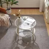 25.6" Round Coffee Table, Transparent Glass Coffee Tables for Living Room, 2-Tier Coffee Table with Storage, Modern Center Table 3