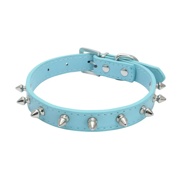 1pc Cool Cat Dog Collar Leather Spiked Studded Collars For Small Medium Colorful Pets Necklace Dogs Cats Neck Strap Pet Products 3