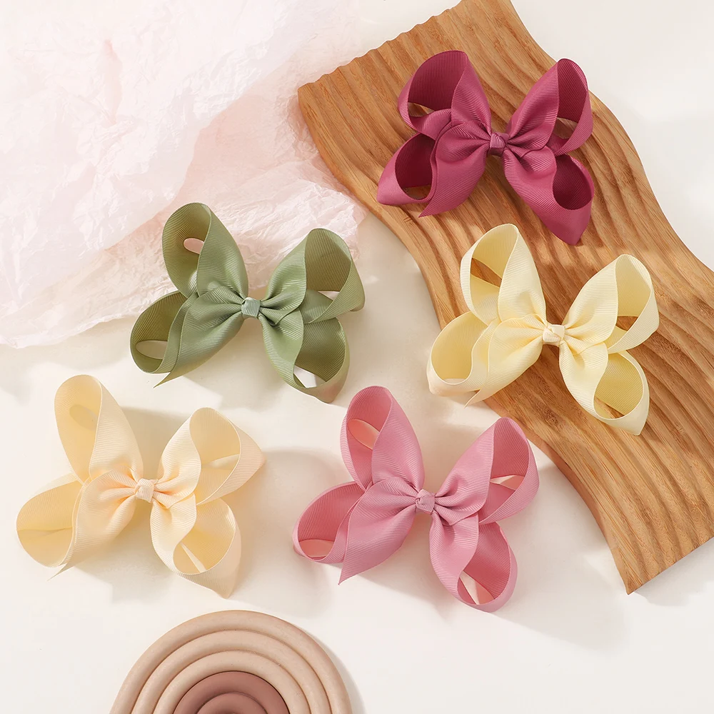 BABY BOWS 1Pcs 6inch Solid Colors Grosgrain Ribbon Hair Clips for Girls Large Hairpins Boutique Barrettes Kids Hair Accessories