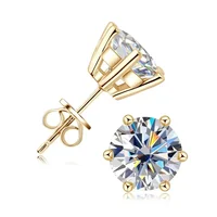 Real 0.5-2ct Moissanite Diamond Stud Earring S925 Yellow Gold Plated  Wedding Earring for Women Luxury Jewelry with GRA
