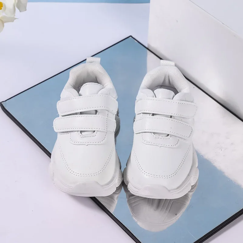 White Non Slip Kids School Sneakers Breathable Tennis Shoes