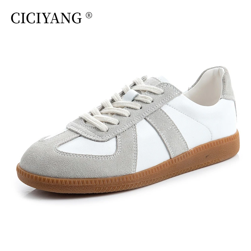 

CICIYANG Sneakers Women Luxury Genuine Leather Moral Training Shoes 2023 New Flats Spring Shoes Ladies White Casual Running Shoe