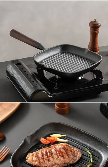 Steak Pan, Cast Iron Square Grill Pan, Skillet Pan With Handle, Stove Top  Griddle Pan For For Grilling, Frying, Sauteing, Cookware, Kitchenware,  Kitchen Items - Temu United Arab Emirates