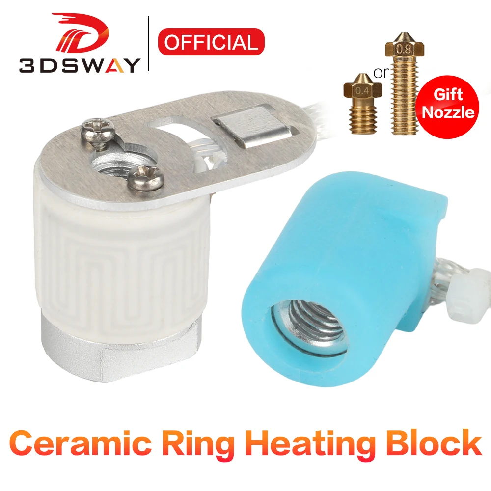 3DSWAY CH-C Ceramic Core Ring Heater Block 24V 60-70W Quick Heating M6 thread V6 Volcano hotend ender 3 CR10 3D Printer Parts
