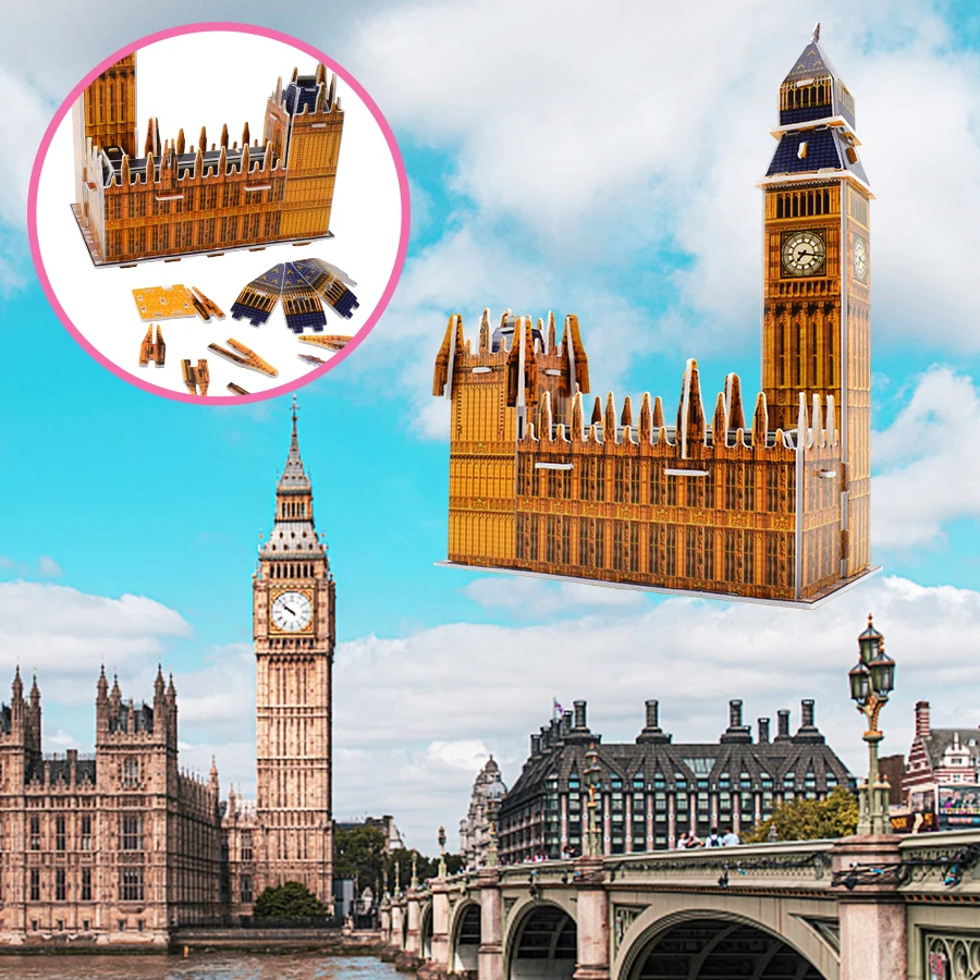 DIY 3D Big Ben Clock Puzzle Handmade Assembly Puzzle for Children and Adults Fun Assembly Education Toys Art Decoration