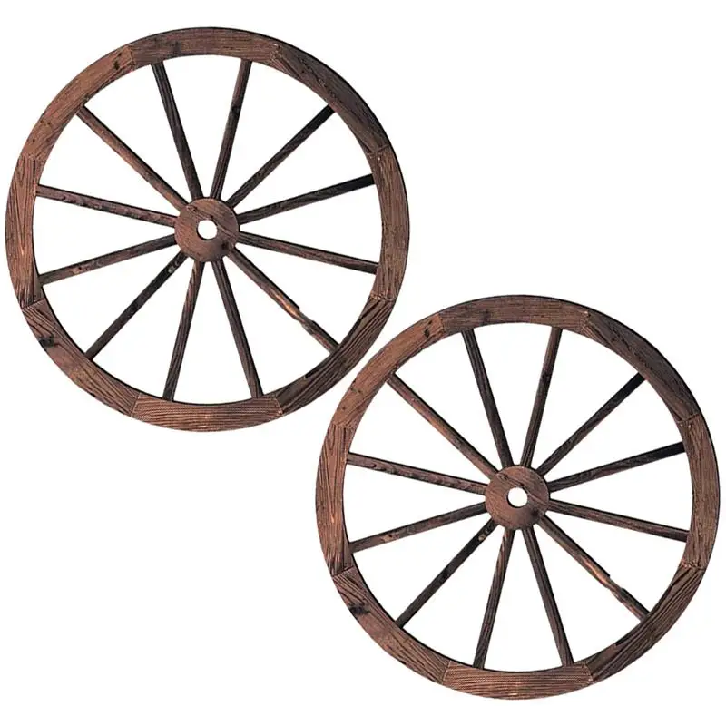 

2pcs Hanging Decorations Vintage Wood Wheel Trim Simplicity Bar Garage Wall Hangings Western Pie Team Decoration Crafts