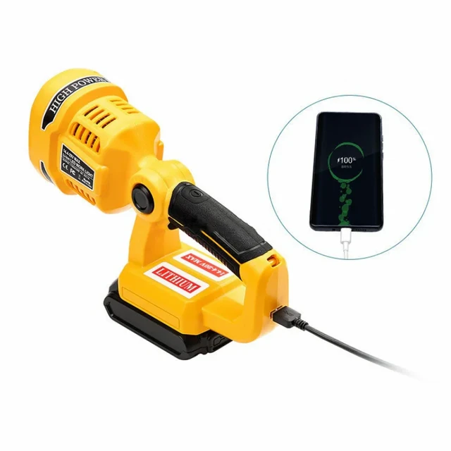 Lampe de travail LED pour Dewalt, lampe de poche extérieure USB