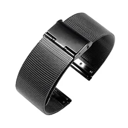Premium Stainless Steel Band Bracelet for Smart Watches - Durable Metal Watch Strap for a Sophisticated Look (Black)