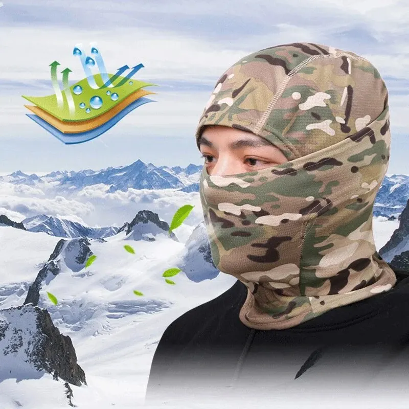 Outdoor Cycling Face Mask Sunscreen Insect Proof Breathable Sweat Absorbing Camouflage Hood Quick Drying Hat And Headscarf cycling face mask