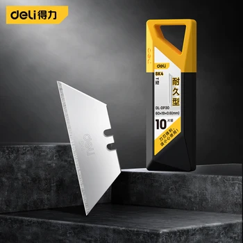 Deli 10pcs Utility Knife Blades SK4 Steel Box Cutter Blades with Plastic Case Standard Blades for Utility Knife Replacement 1