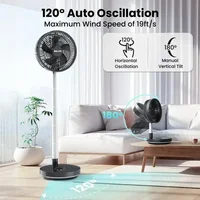 Belife X10 Portable Fan, Cordless Oscillating Fan with Remote, Foldable Telescopic Adjustable Height Fan with LED Light & Timer 2