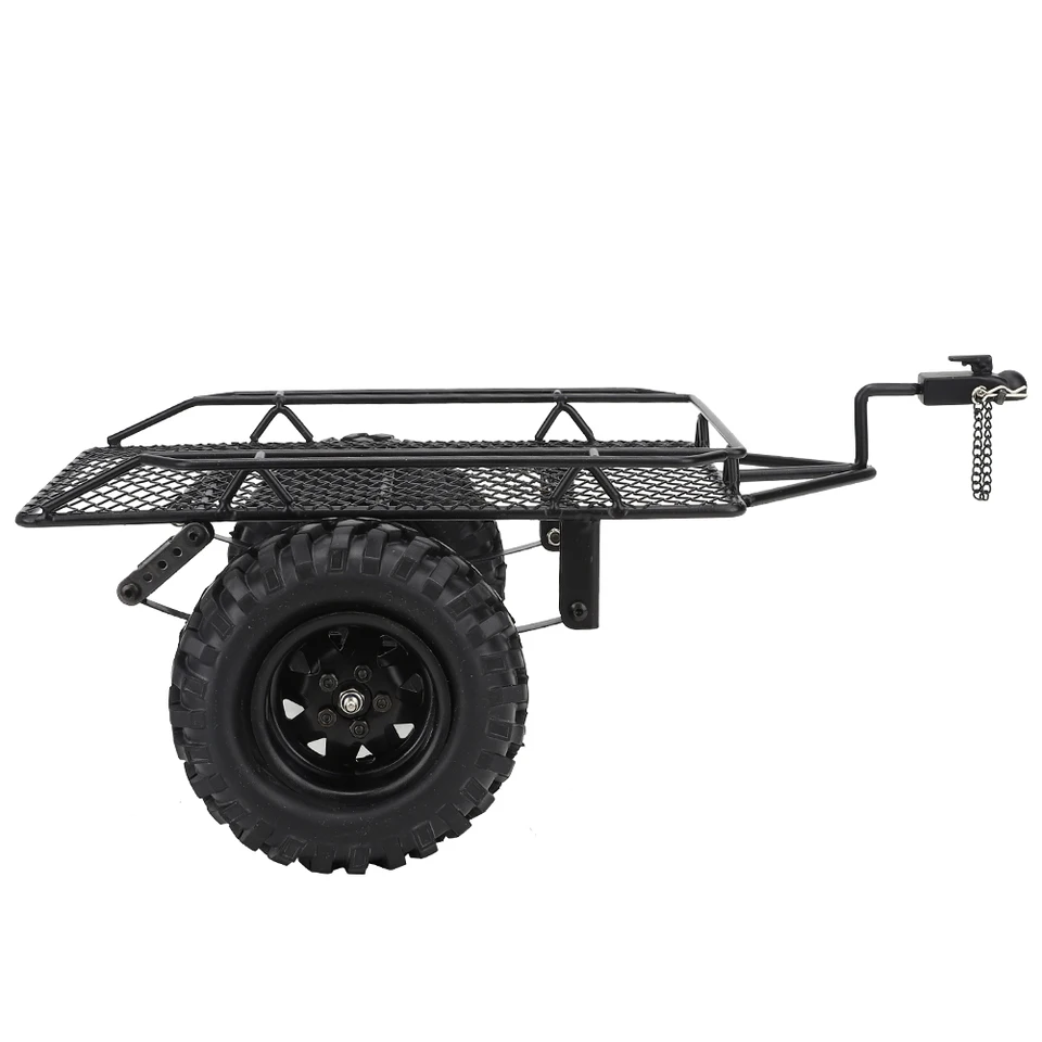 Rimorchio RC In Metallo Con Benna | Simulazione Auto Da Trascinamento Nero | Per TRX4 D90 SCX10 CC01 1/10 | Kit Fai Da Te