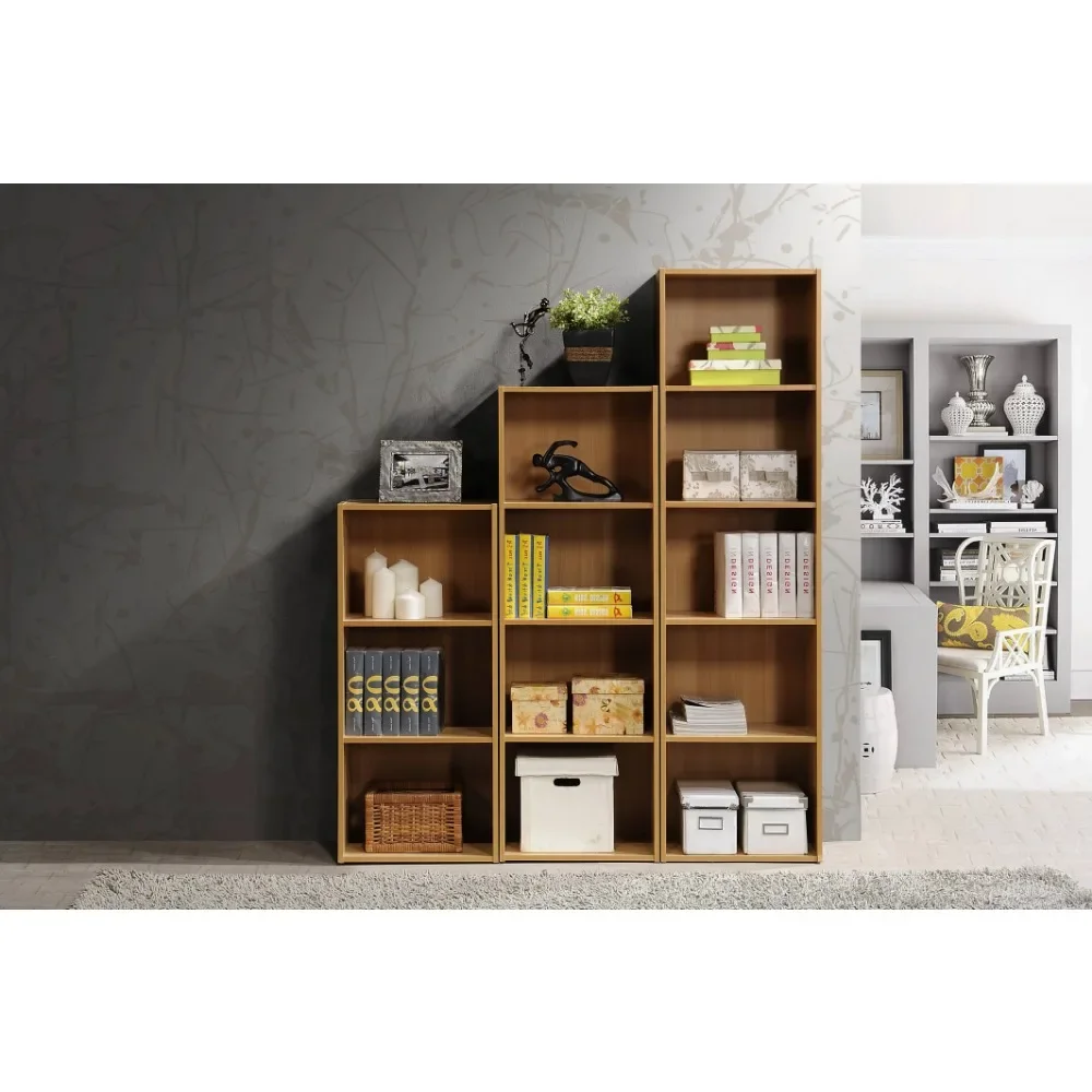 

5-Shelf Bookcase, Beech Wooden Bookshelf Bookshelfs Storage