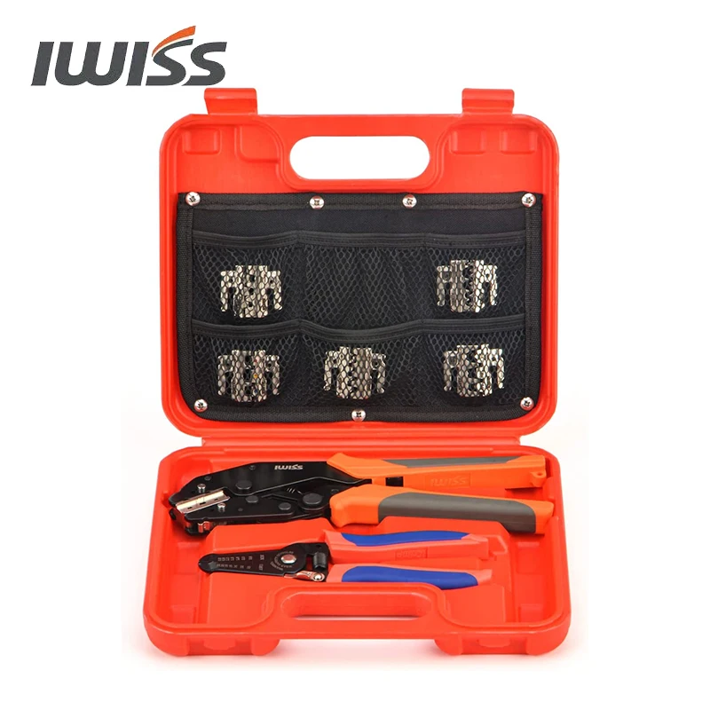 IWISS IWS-QCKIT Change Wire Crimping Tool Set for Insulated Heat Shrink Non-Insulated Terminals 8 Pieces with Wire Stripper