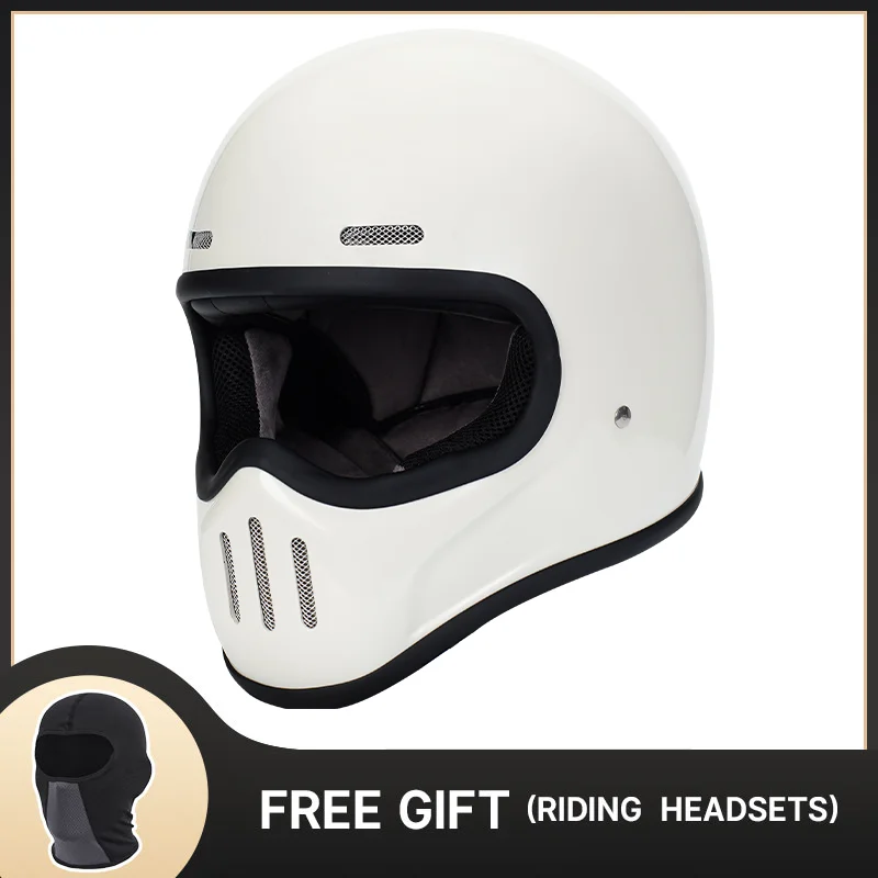 Vintage Style Full Face Helmet TT&COCASCOS Light Weight Shell Fiber Glass Open Face Helmets For Motorcycle DOT Free Shipping