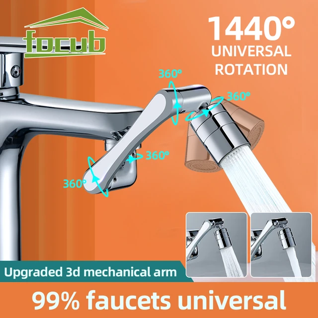 Extension de robinet universelle en acier inoxydable, bras robotique  pivotant à 1080 °, aérateur de robinet d'évier de cuisine, prolongateur de  robinet 2 modes d'écoulement de l'eau.robinet.robinet rotatif 1080°.robine  - AliExpress