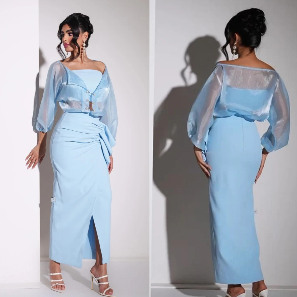 prom dress saudi arabia satin pleat beading celebrity mermaid square collar bespoke occasion dress ankle length Prom Dress Saudi Arabia Satin Pleat Prom A-line Square Neck Bespoke Occasion Dress Ankle Length